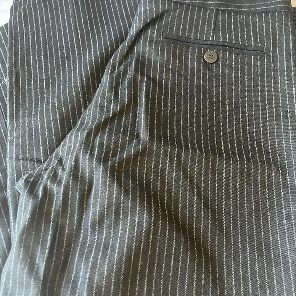 BURBERRY London Stripped Wide Wool‎ leg pants black sz 12